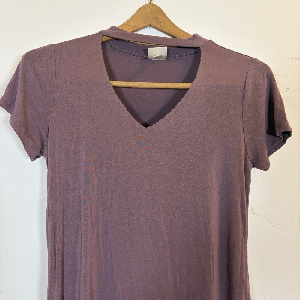 Mossimo T Shirt Dress Women's S Short Sleeve Keyhole Neck Chocker Above Knee